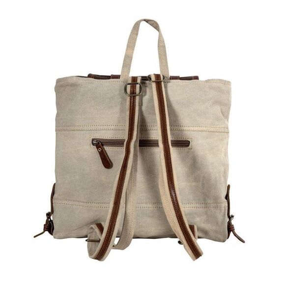 Myra Bag Handmade Army Backpack Upcycled Canvas & Cowhide Leather main image 6